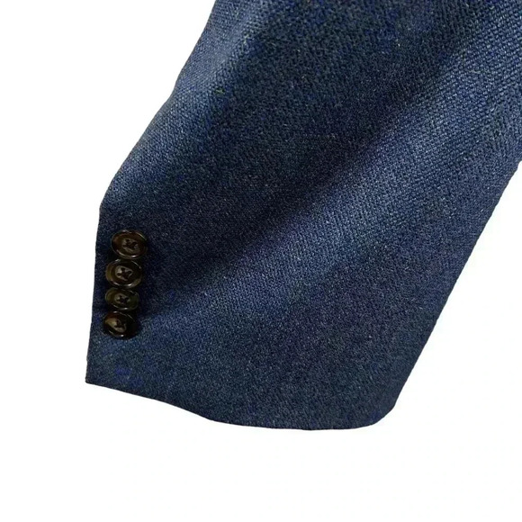 Joseph Abboud 48R 55% SILK 45% WOOL American Soft Jacket Blue Check Parisian USA - Picture 7 of 16